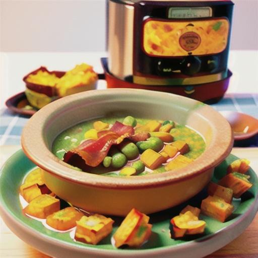 Slow Cooker Split Pea Soup with Bacon and Hash Browns