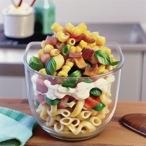 Pasta Salad with Corn, Bacon, and Buttermilk Ranch Dressing