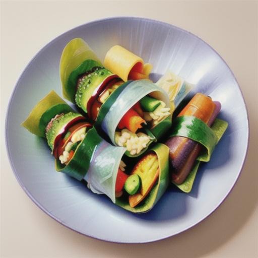 Avocado and vegetable rice-paper rolls