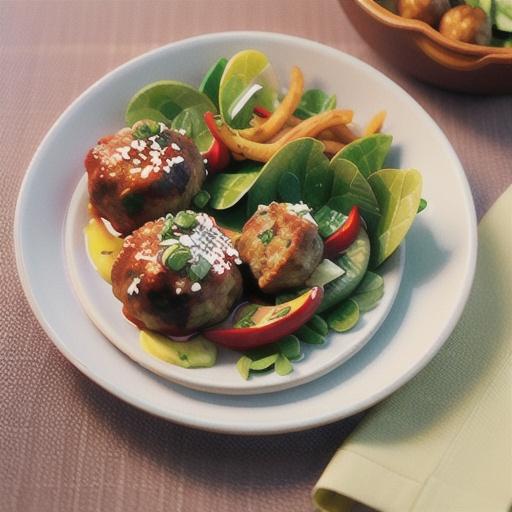Thai pork patties with salad