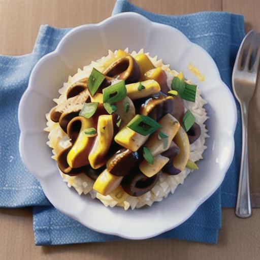 Classic beef stroganoff with rice