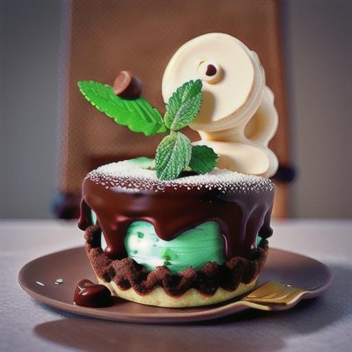 Chocolate and mint tart with creme de menthe cream