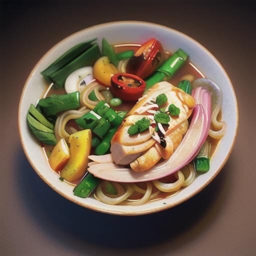 Poached chicken with broth & vermicelli noodles