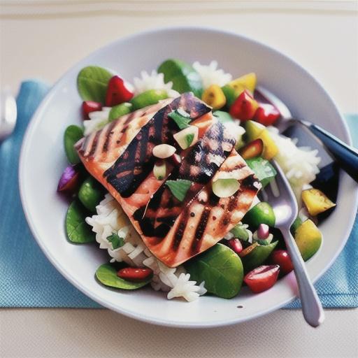 Middle-Eastern grilled salmon with rice salad
