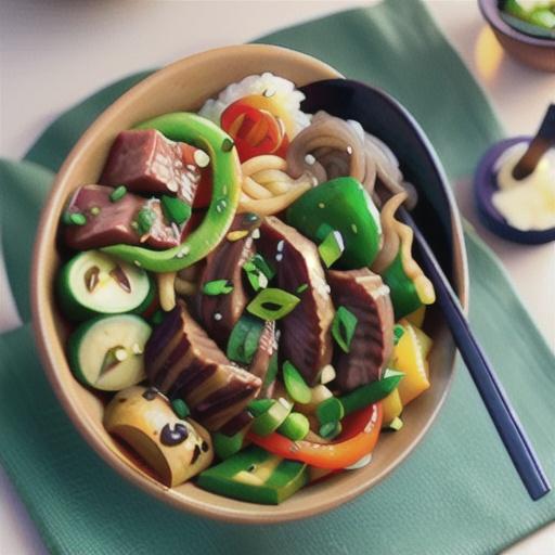 Beef soba noodle bowl