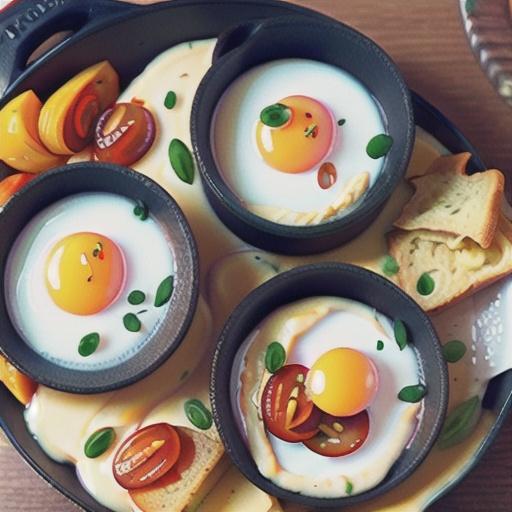 Eggs in pots with smoked salmon
