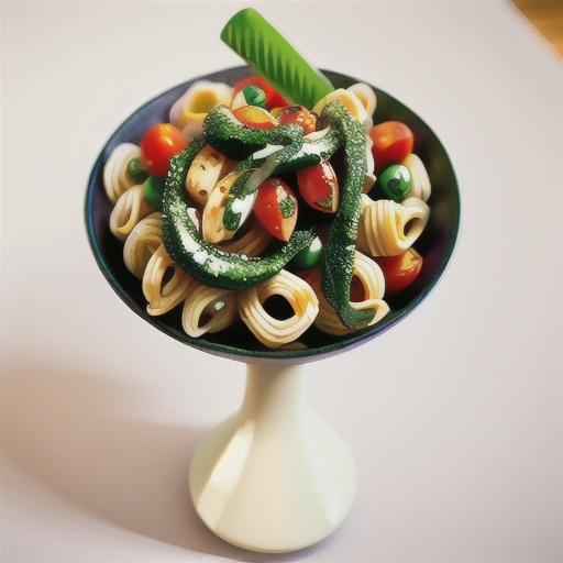 Roasted capsicum, cherry tomato and pesto pasta salad