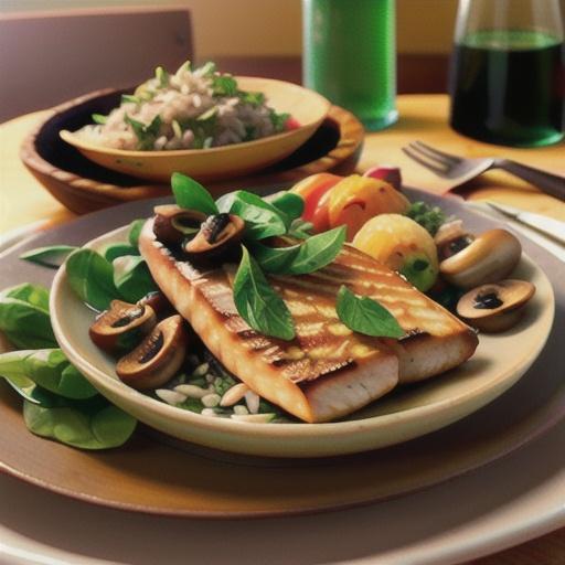 Pan-Fried Mahi Mahi with Mushrooms and Wild Rice