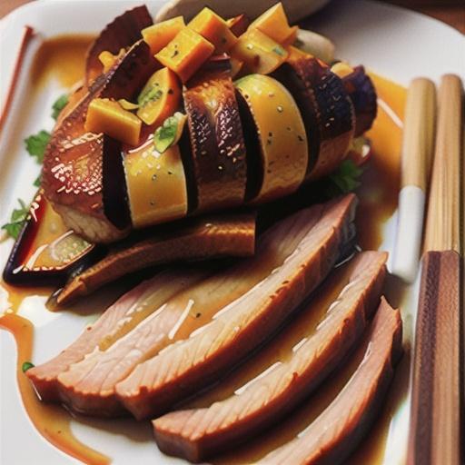 Slow-roasted sticky orange marmalade and five-spice pork