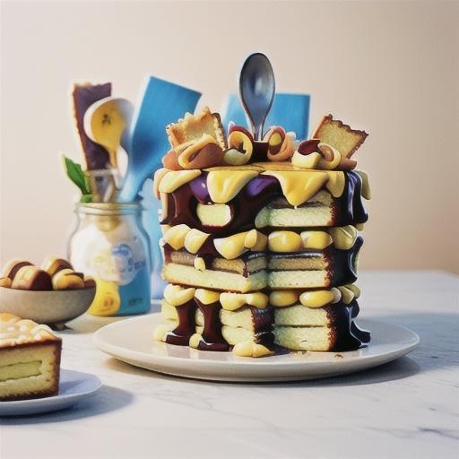 Coconut butter cake layered with passionfruit butter