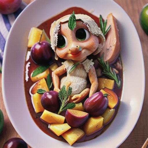 Slow-cooked chicken with marsala, rosemary & plums