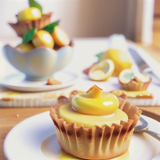 Lemon curd tartlets with candied lemon rind