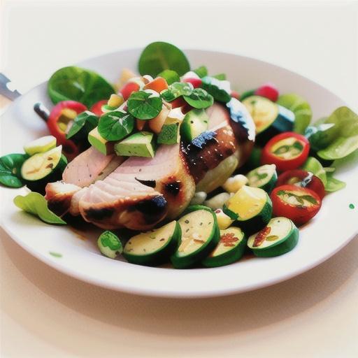 Roast pork, avocado and spinach salad