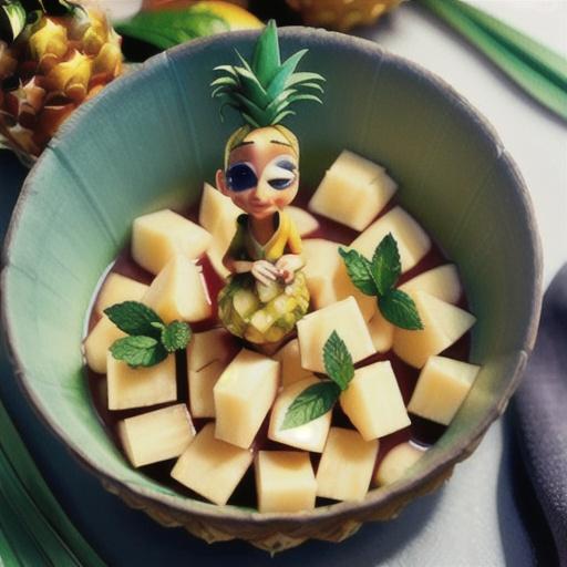 Rum pineapple with coconut and mint