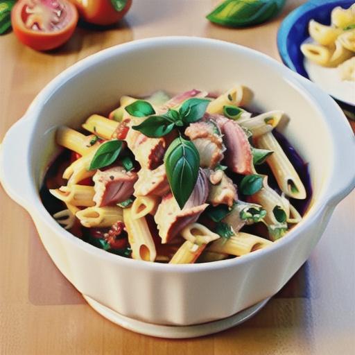 Creamy tuna and basil penne