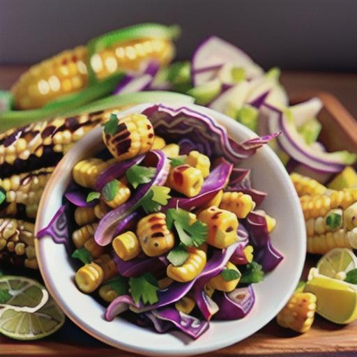 Grilled Corn and Red Cabbage Slaw