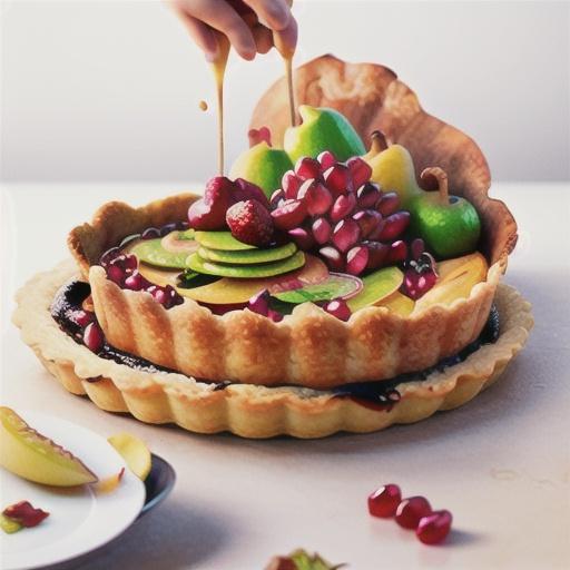 Pear and pomegranate tart