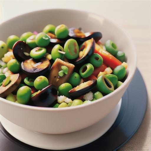 Sugar snap pea, roasted shiitake & black bean salad