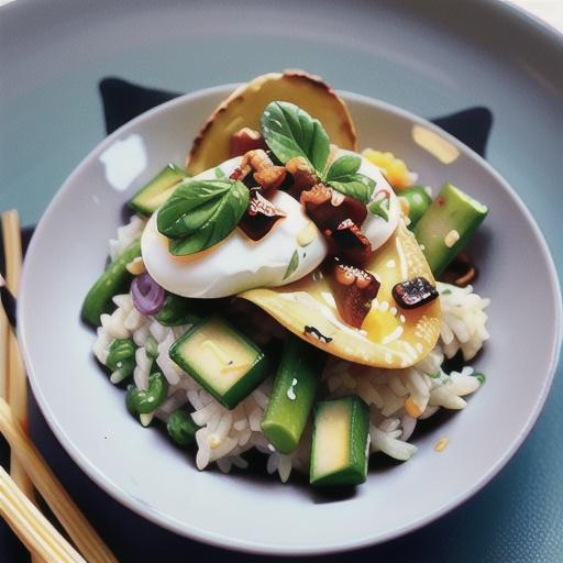 Rice salad with poached egg and chilli jam aioli recipe