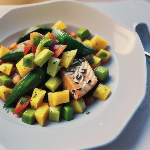 Salmon with mango & chilli salsa