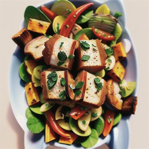 Crispy pork, pumpkin and coriander salad