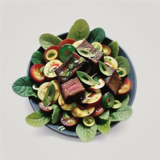 Soy beef with tatsoi salad