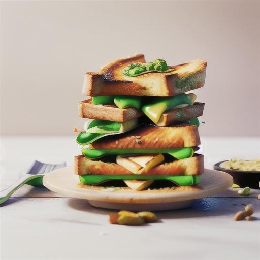 Garlic bread, pesto and cheese toasties