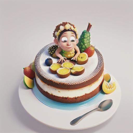 Coconut cake with tropical fruit crumble