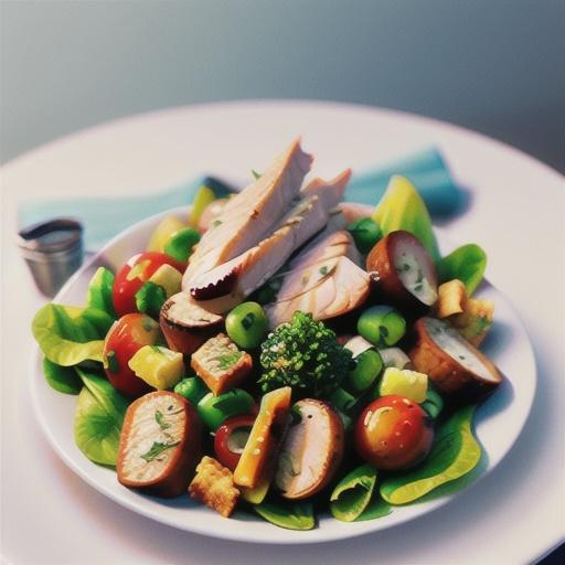 Smoked chicken salad with croutons