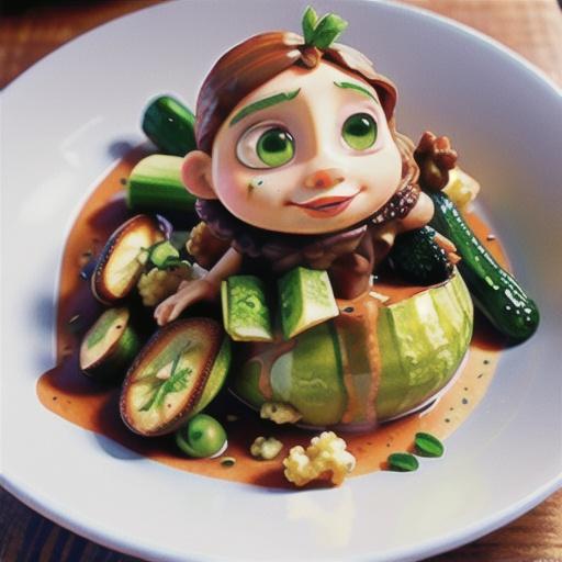 Fried zucchini and cauliflower with walnut sauce