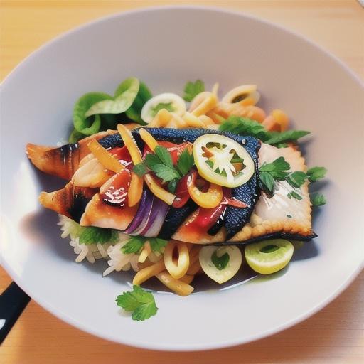 Ginger fish with herb salad