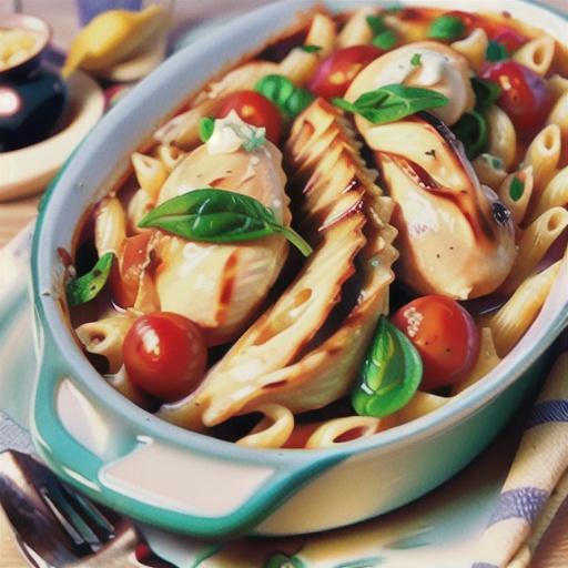 Chicken and cheese pasta bake