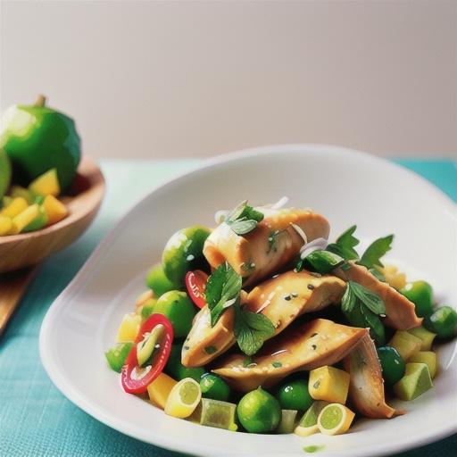 Makrut lime chicken with herb and mango salad recipe