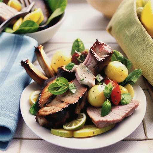 Oregano and lemon lamb chops with Greek salad