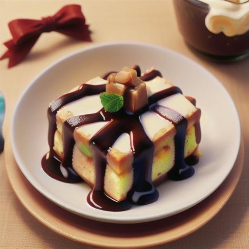 Mocha Bread Pudding with Caramel Topping