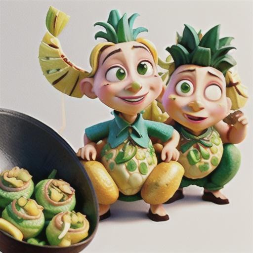 Pineapple satay pork with shallot steamed buns