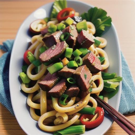 Spicy beef and noodle salad