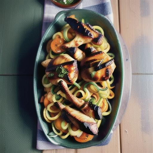 Sweet potato zoodles with jerk chicken