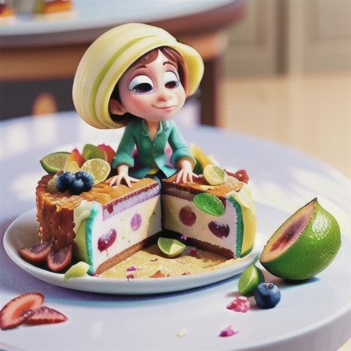 Lime, coconut and mixed berry cake