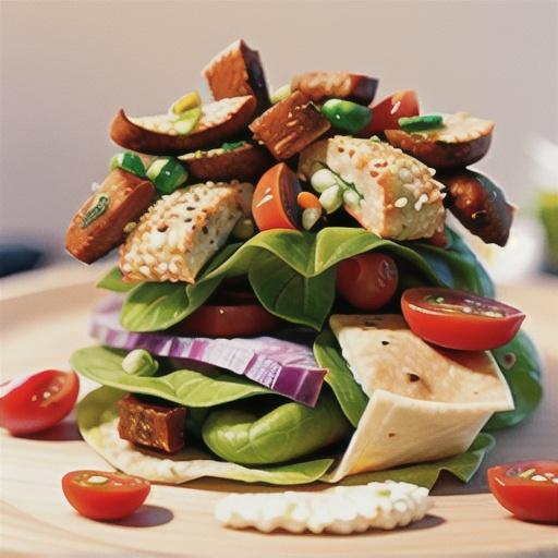 Fried feta salad wraps