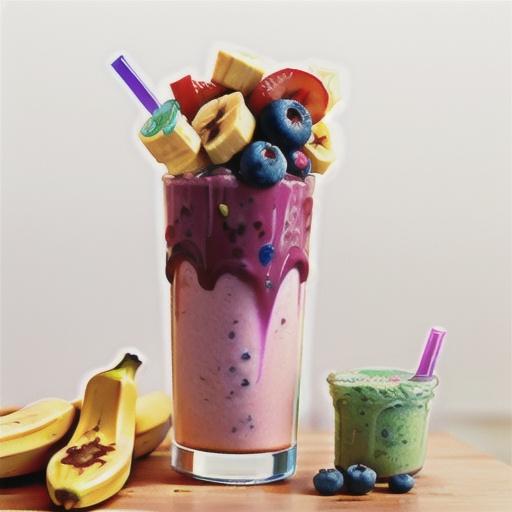 Banana, oat and blueberry breakfast smoothie