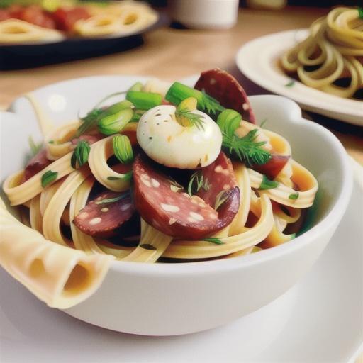 Spicy salami and fresh fennel pasta