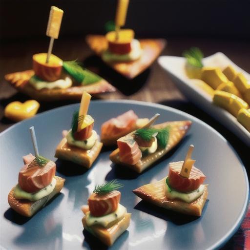 Salmon Canapes with Dilled Honey Mustard