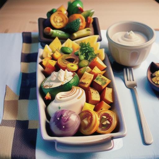Roasted Vegetables with Smoky Sour Cream and Chive Dip