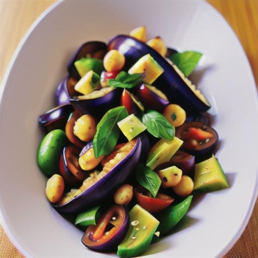 Eggplant and lentil salad with yoghurt dressing