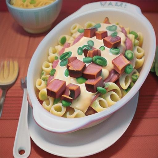 Ham, cheese and chive pasta bakes