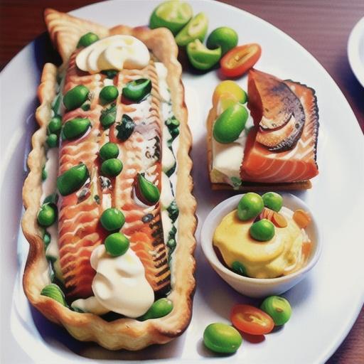 Reduced-fat salmon and pea quiche