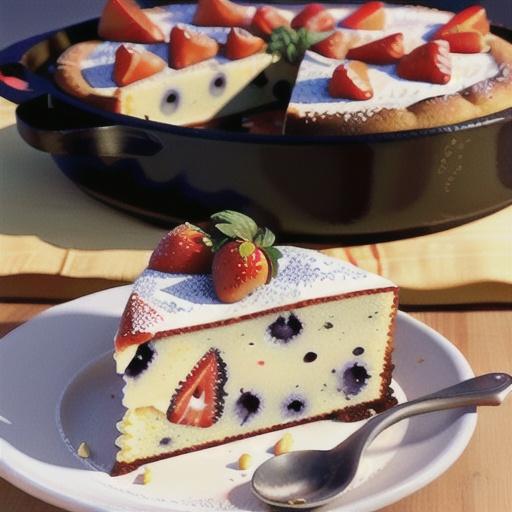 Buttermilk-Poppy Seed Skillet Cake with Strawberries