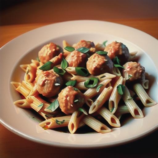 Penne and Meatballs All'Arrabbiata