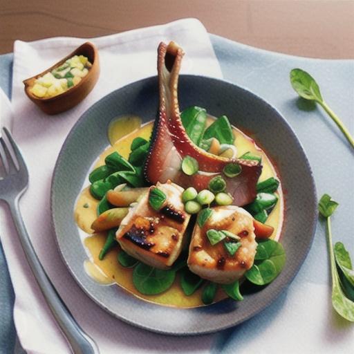 Seared lamb forequarter chops with braised spring greens